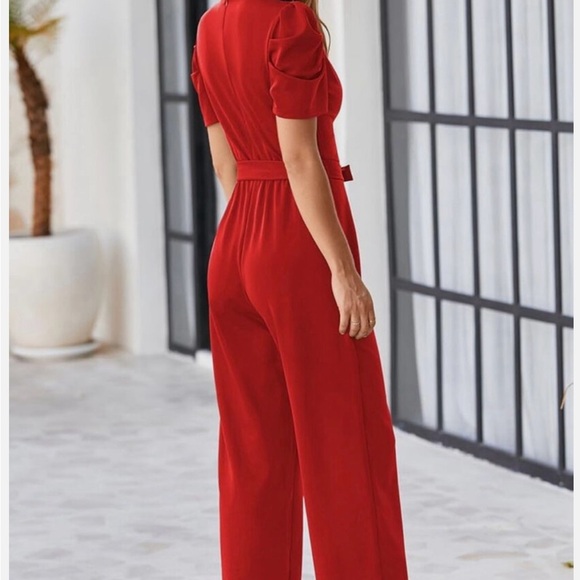 BLENCOT Jumpsuit Short Sleeve Casual v Neck Belted SZ Large NWOT - Picture 4 of 10